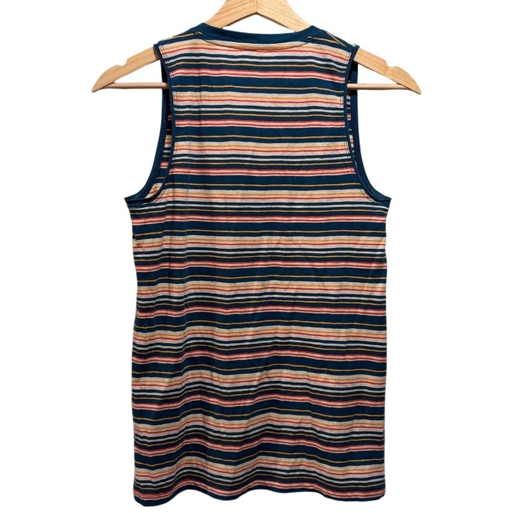 Madewell Soft Cotton Striped Tank Top Size XS Deep V-Neck Casual Preppy Summer - Picture 3 of 5
